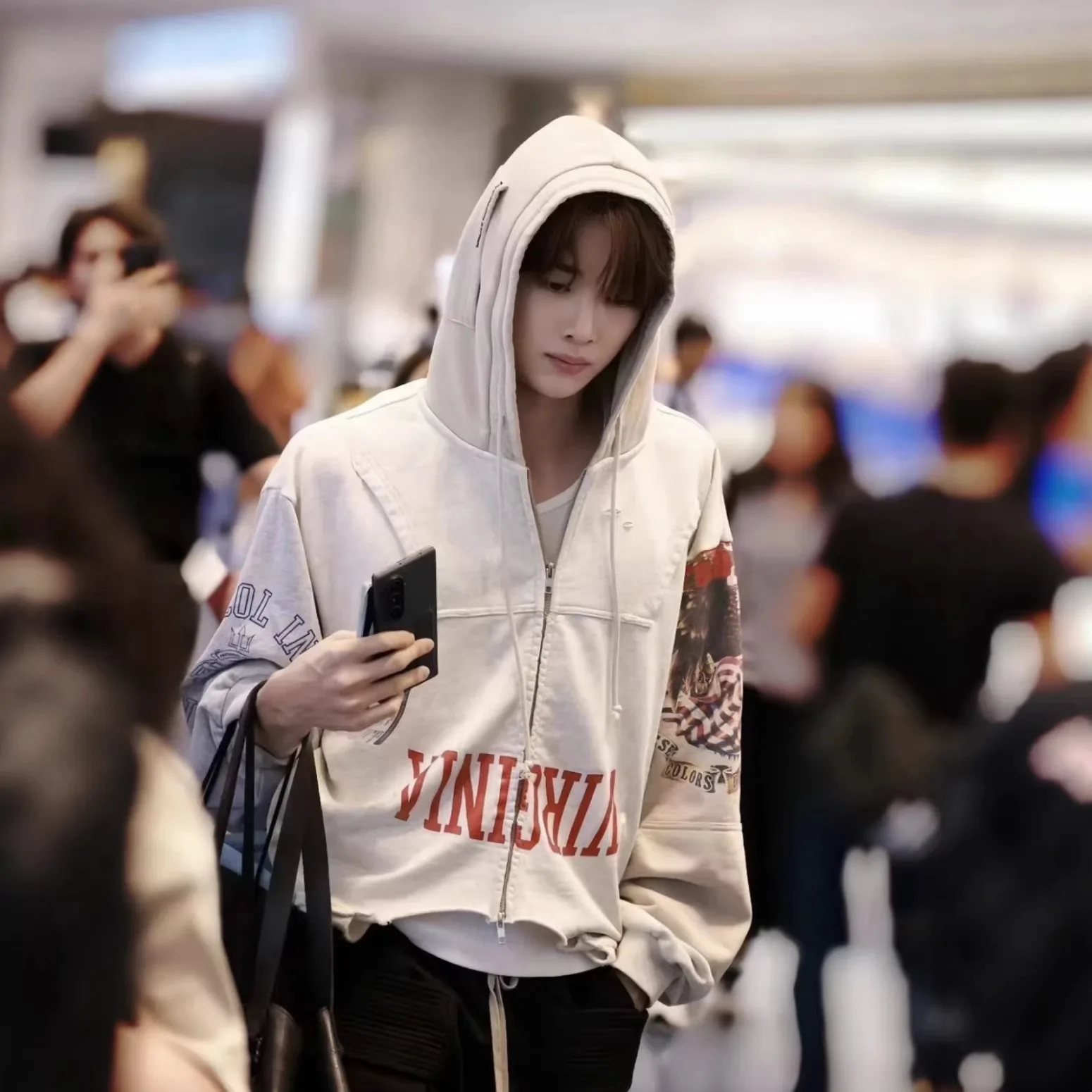 Protocol Index Grailz Spring/Autumn New Design Reverse Stitching Pattern Washed Hole Letter Print Zippered Hooded PROJECT G/R