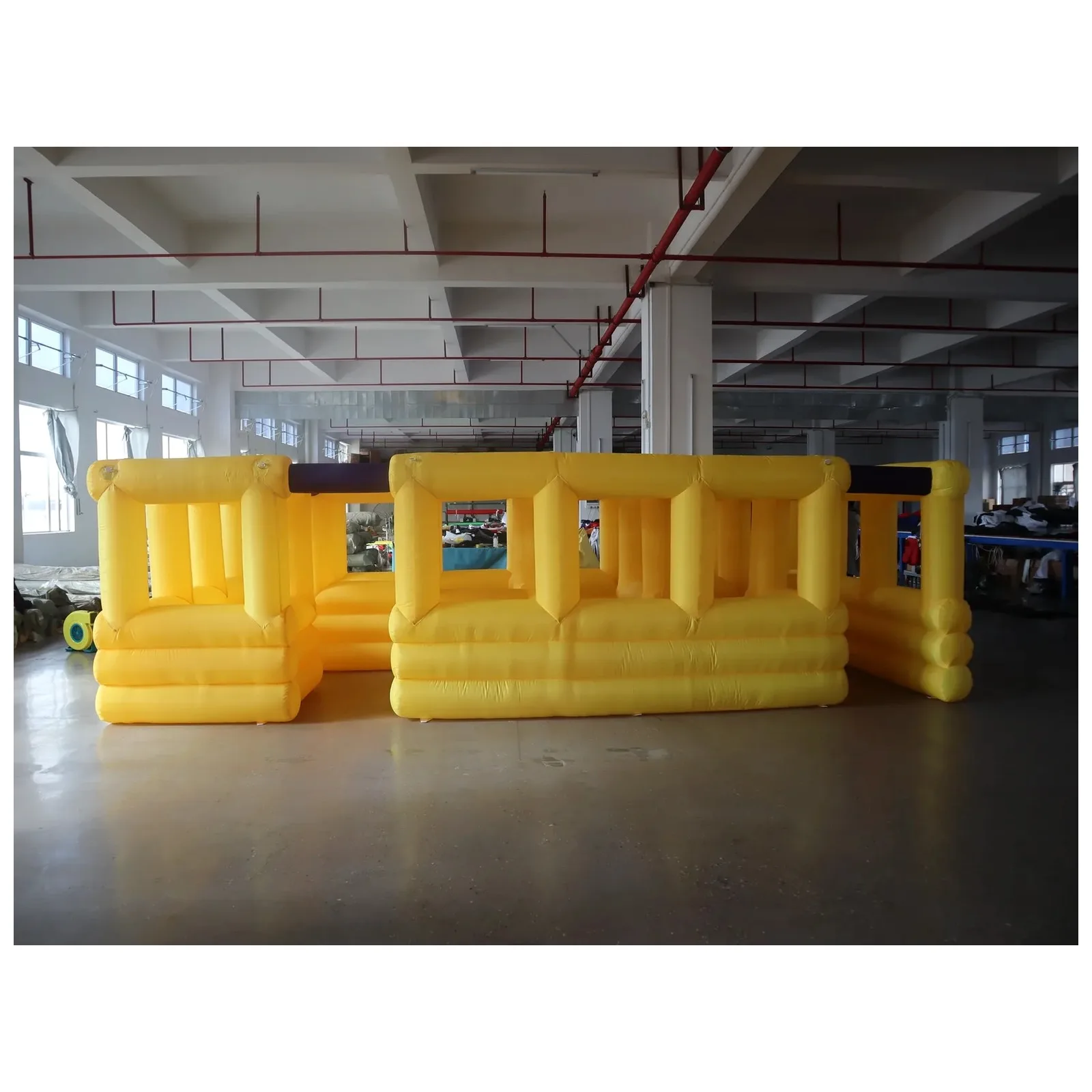 Outdoor Yellow Purple Open Frame Inflatable Maze 3X6m 10X20ft with Blower Commercial Rental Party Challenge Kids and Adults