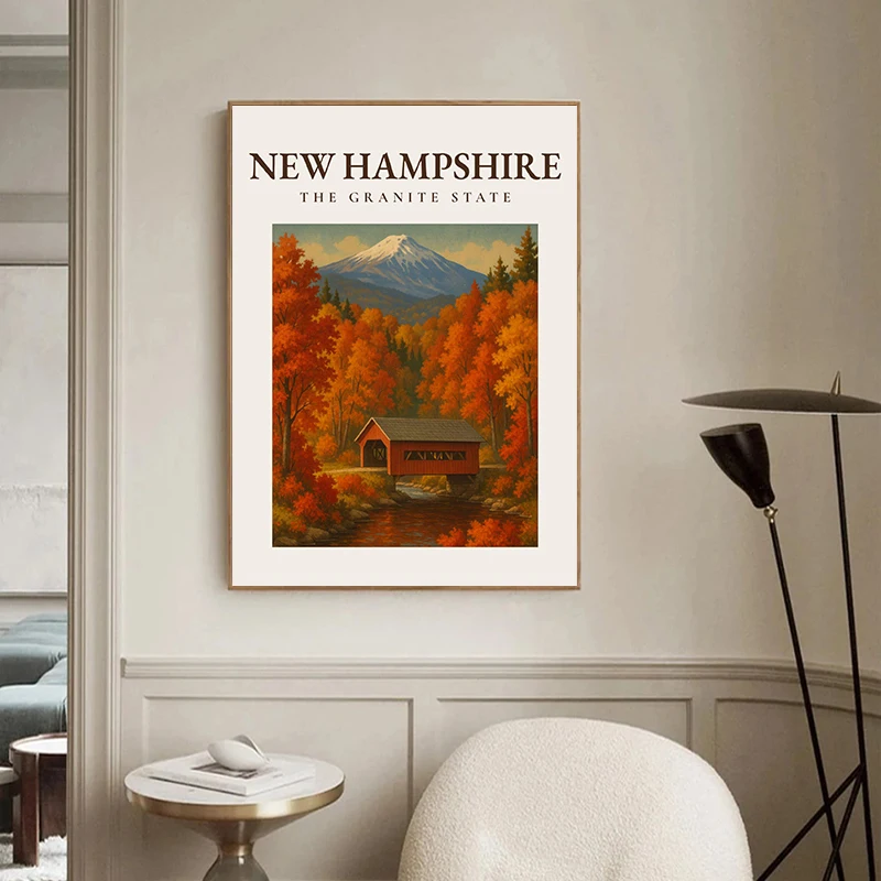 الولايات الرجعية الخريف المشهد الملصقات الحديثة يطبع قماش اللوحة Vintage الخريف صور فنية للجدران ديكور غرفة المعيشة المنزلي