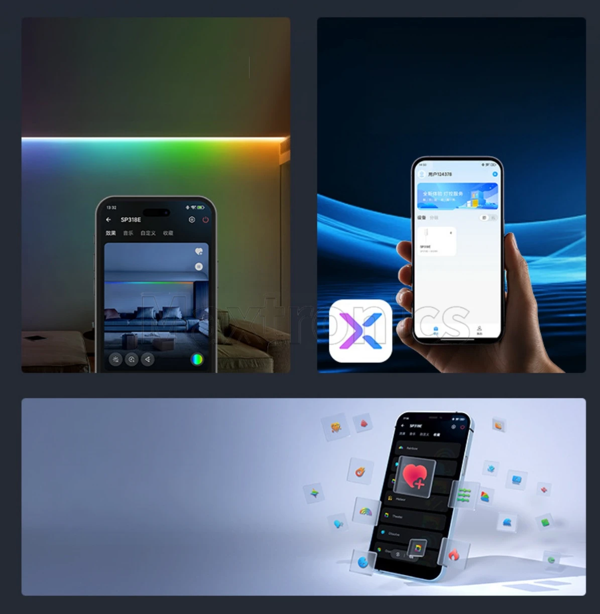 SPI RGBIC LED Controller MESH Flexible Networking Group Control up 200Devices App Music DIY Visual UI Bluetooth DC5-24V SP318E