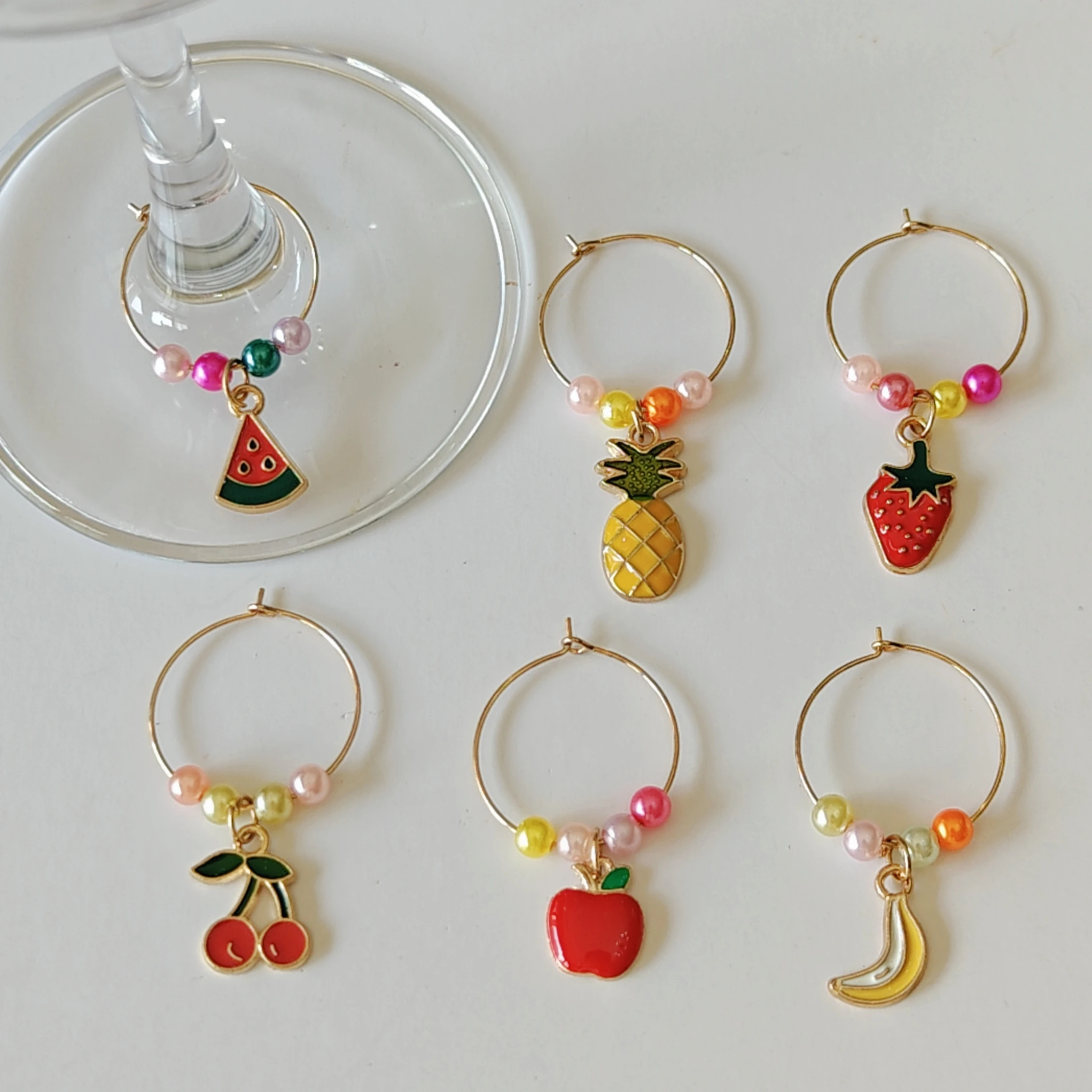 6 Pieces Fruits Shapes Wine Glass Charms Markers Rings Markers Christmas Party Bar Table Decorations Christmas Gifts