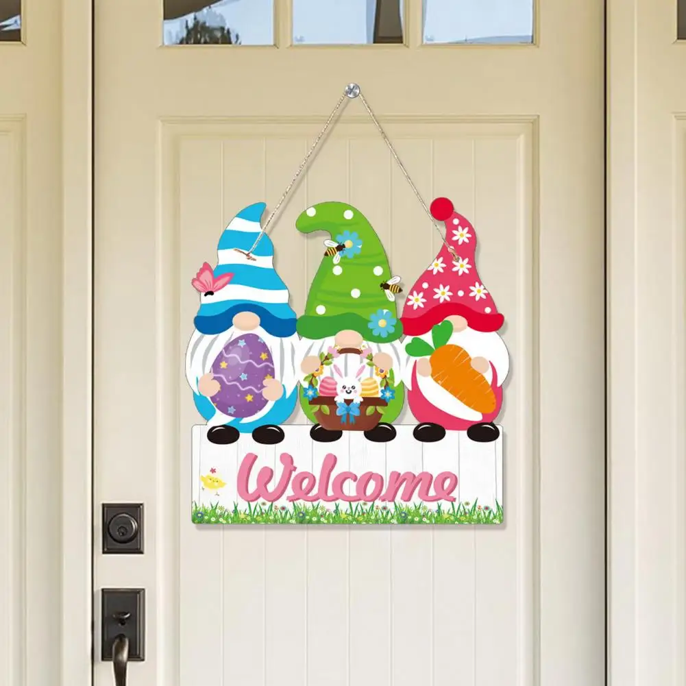 Easter Party Decoration Vibrant Gnome/rabbit Easter Door Sign Hanger for Outdoor Party Decorations Festive Patio Gathering Porch