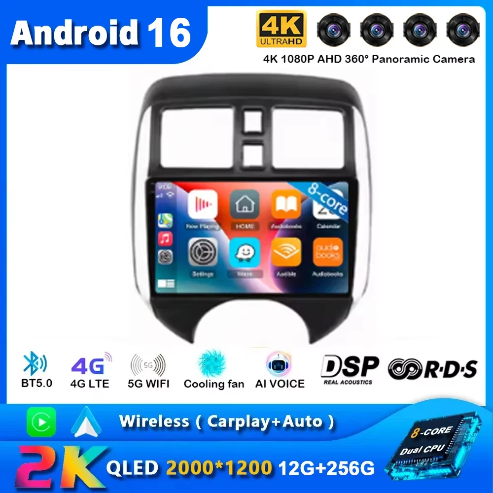 Android 16 For NISSAN VERSA NOTE 2013 - 2017 Car Radio Multimedia Player Android Auto Carplay Head Unit Navigation GPS WIFI 4G