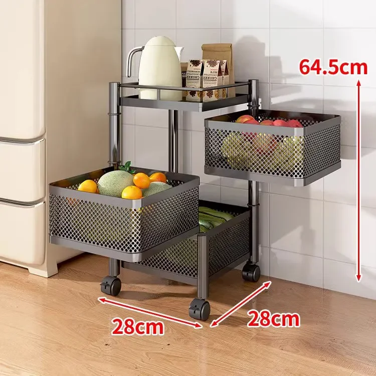 Metal Hand Cart Hotel Trolley, Movable Kitchen Storage Rack with Rolling Wheels for Restaurant Home