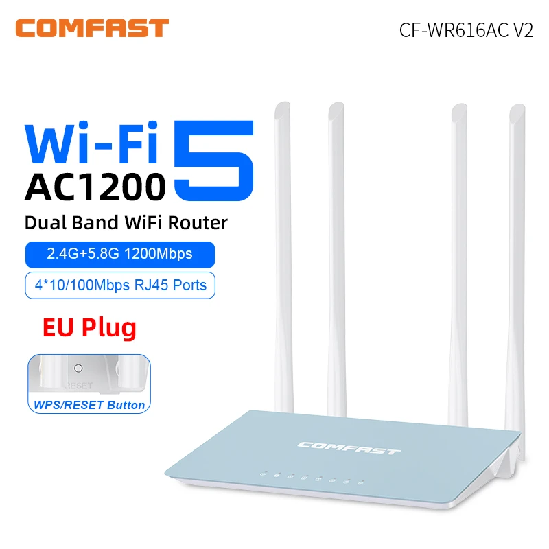 

Comfast 2,4G/5,8G WIFI6 1200 Мбит/с Wi-Fi-маршрутизатор 4*5 дБи антенны 867 Мбит/с 5 ГГц/300 Мбит/с 2,4 ГГц Идеально подходит для потоковой передачи 4K/Онлайн-игр