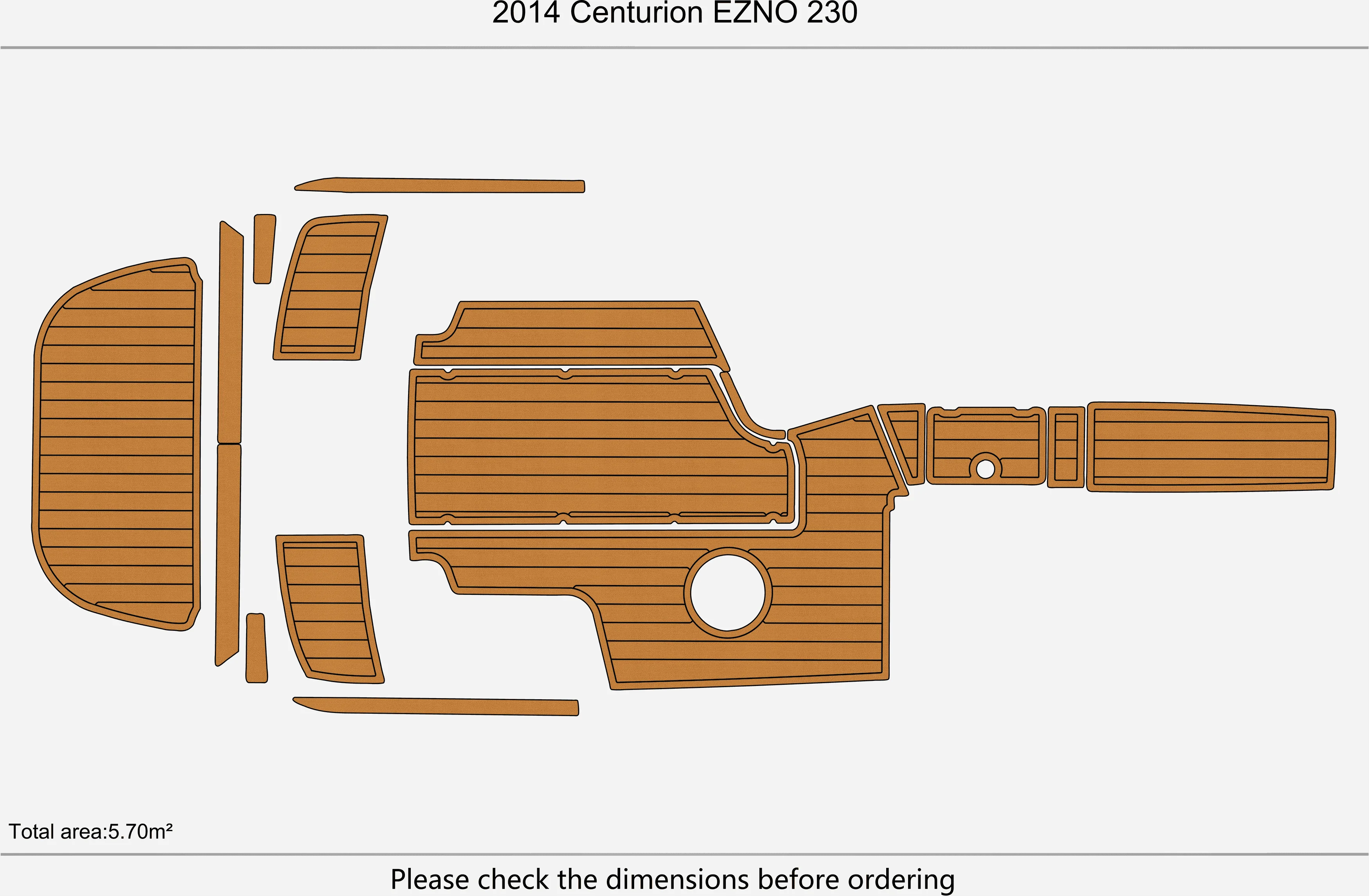 Non-Slip EVA Faux Teak Marine Mat Self-Adhesive 6mm Yacht Cockpit Pad for 2014 Centurion Enzo 230 Boat Decking Easy Install
