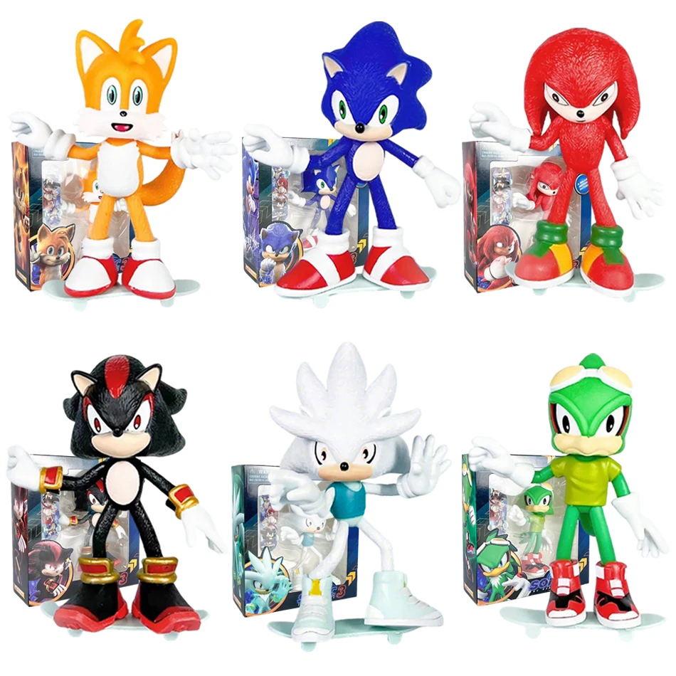 Figura de Anime de Sonic de 15-17CM, Juguete de PVC del Personaje Erizo Shadow Mouse Flying Mouse, Muñecos de Colección en Caja de Regalo de Moda
