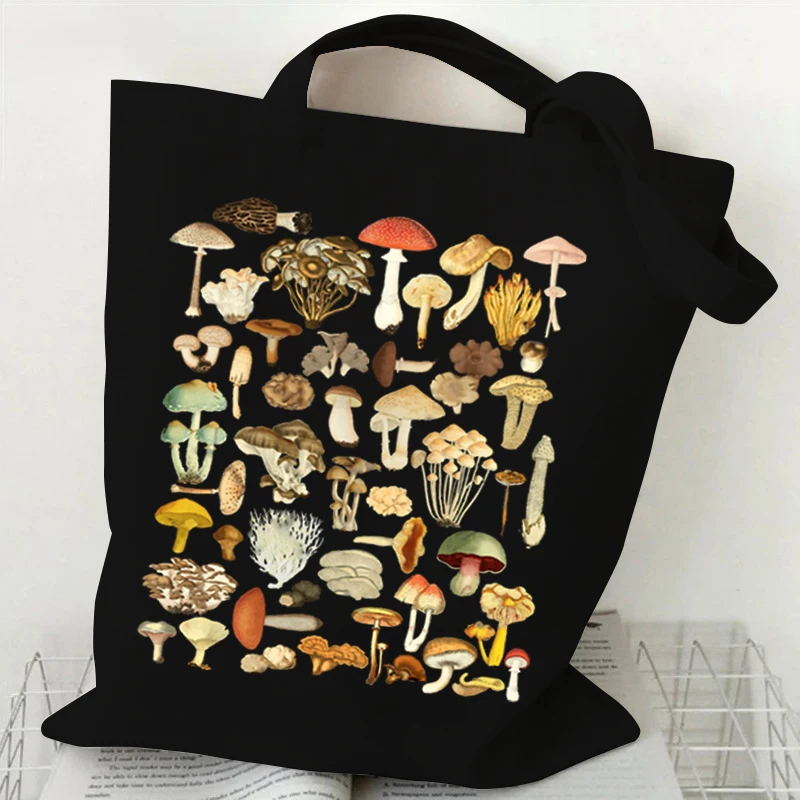 Mushroom Fungi Printed Women Shoulder Bag Fashion Eco Shopping Bags Teenager Tote Bag Vintage Mushroom Lover Women Men Handbags