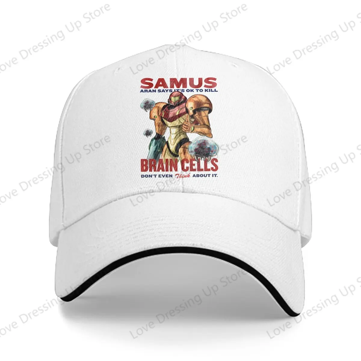 New Metroid Samus Aran Game Men Women Baseball Caps Retro Metroid Propaganda Samus Says Truck Cap Golf Hats