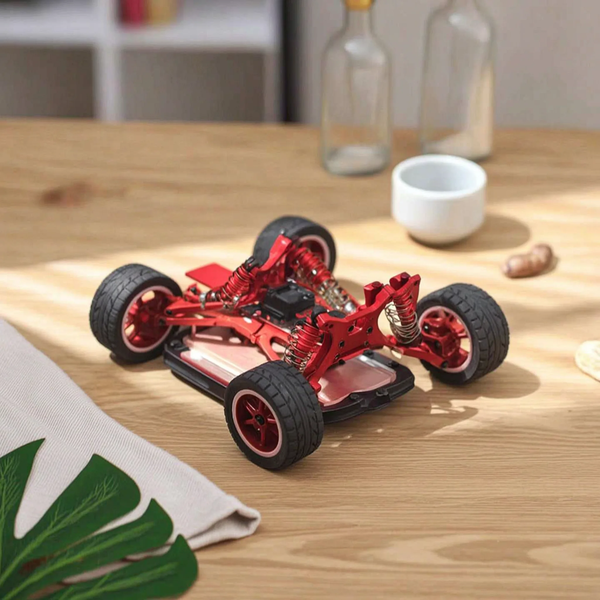 RC Car Chassis Kit Metal RC Car Frame with Shock Absorbers Kit De Châssis Upgraded Résistant for Hobbyists, Custom Builds