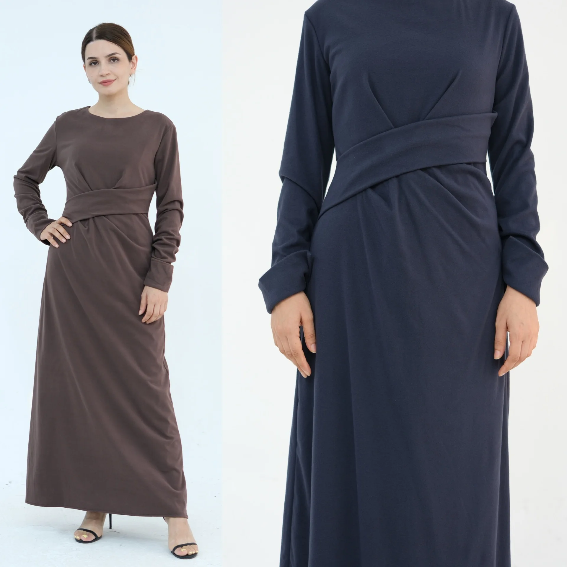 

Fashion Dubai Solid Long Dresses For Muslim Woman Elegant Casual Marocain Islam Saudi Caftan Turkish Clothing Arab Long Robe