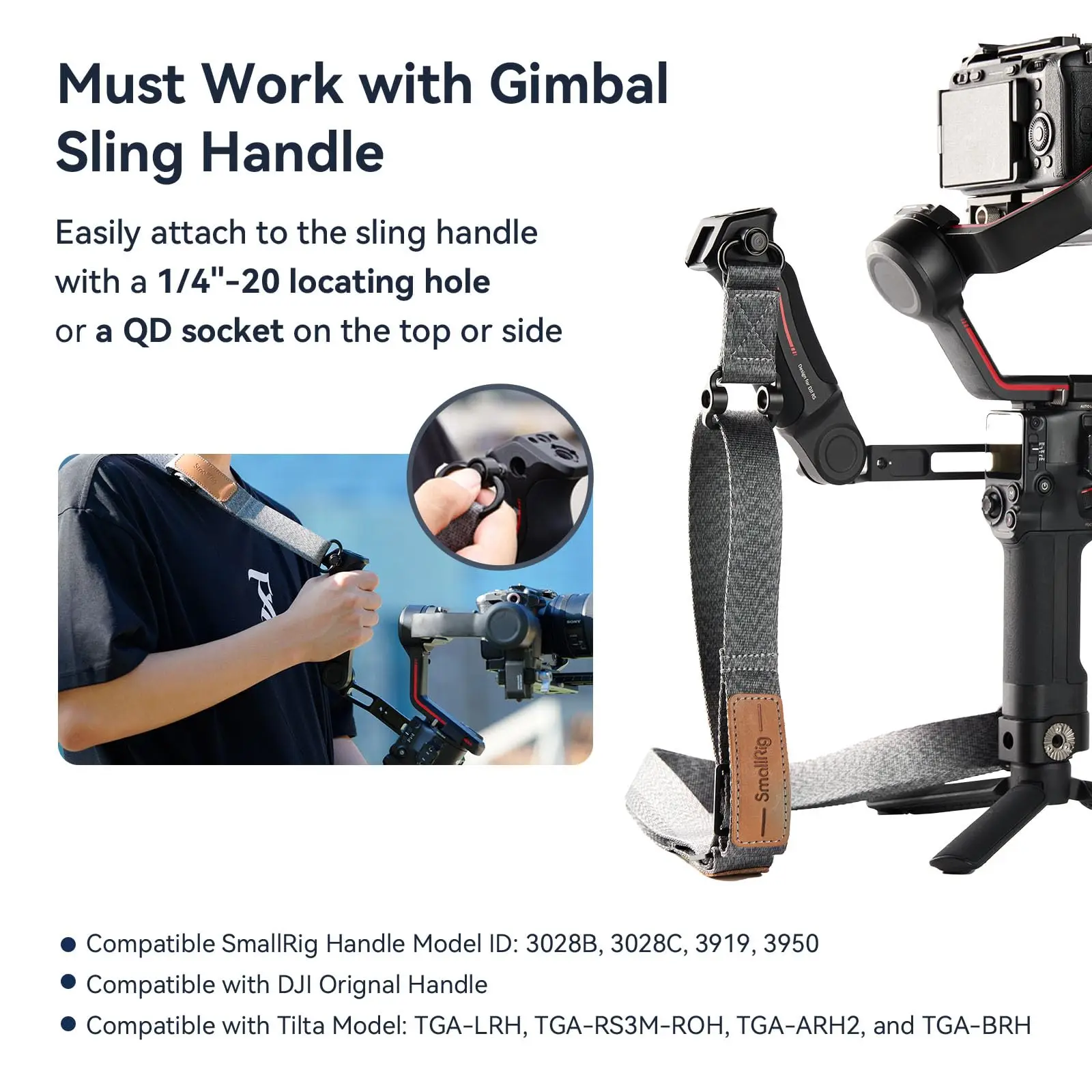 SmallRig RS3 RS2 Weight-Reducing Shoulder Strap Compatible wIth Sling Handle for DJI Gimbal Belt for DJI RS4/RS3 Pro/RS4Pro 4118