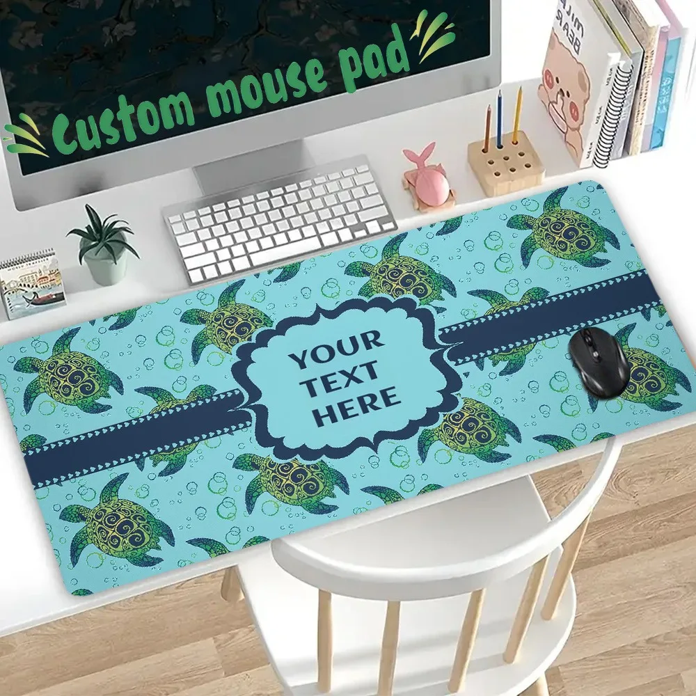 Ocean Turtle Custom Mouse Pad With Custom Text Label, Smooth Wearproof Keepsake Gift For Halloween Christmas
