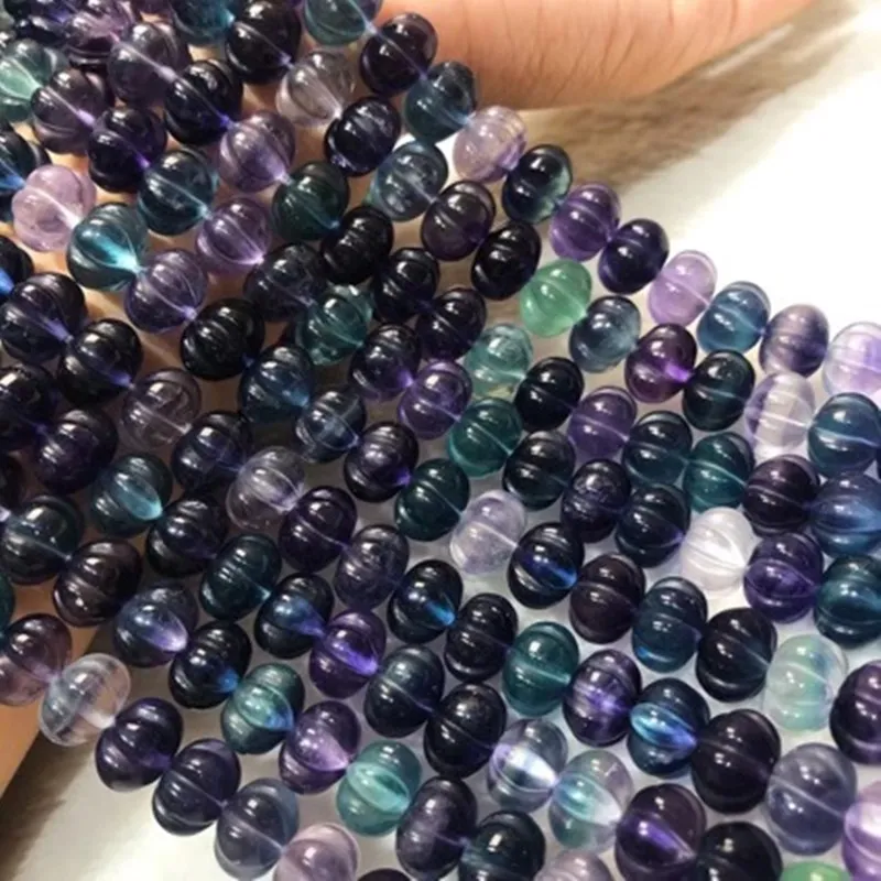 LOOSE BEADS Fluorite purple carved flower/square/round carved pumpkin for making jewelry  FPPJ wholesale