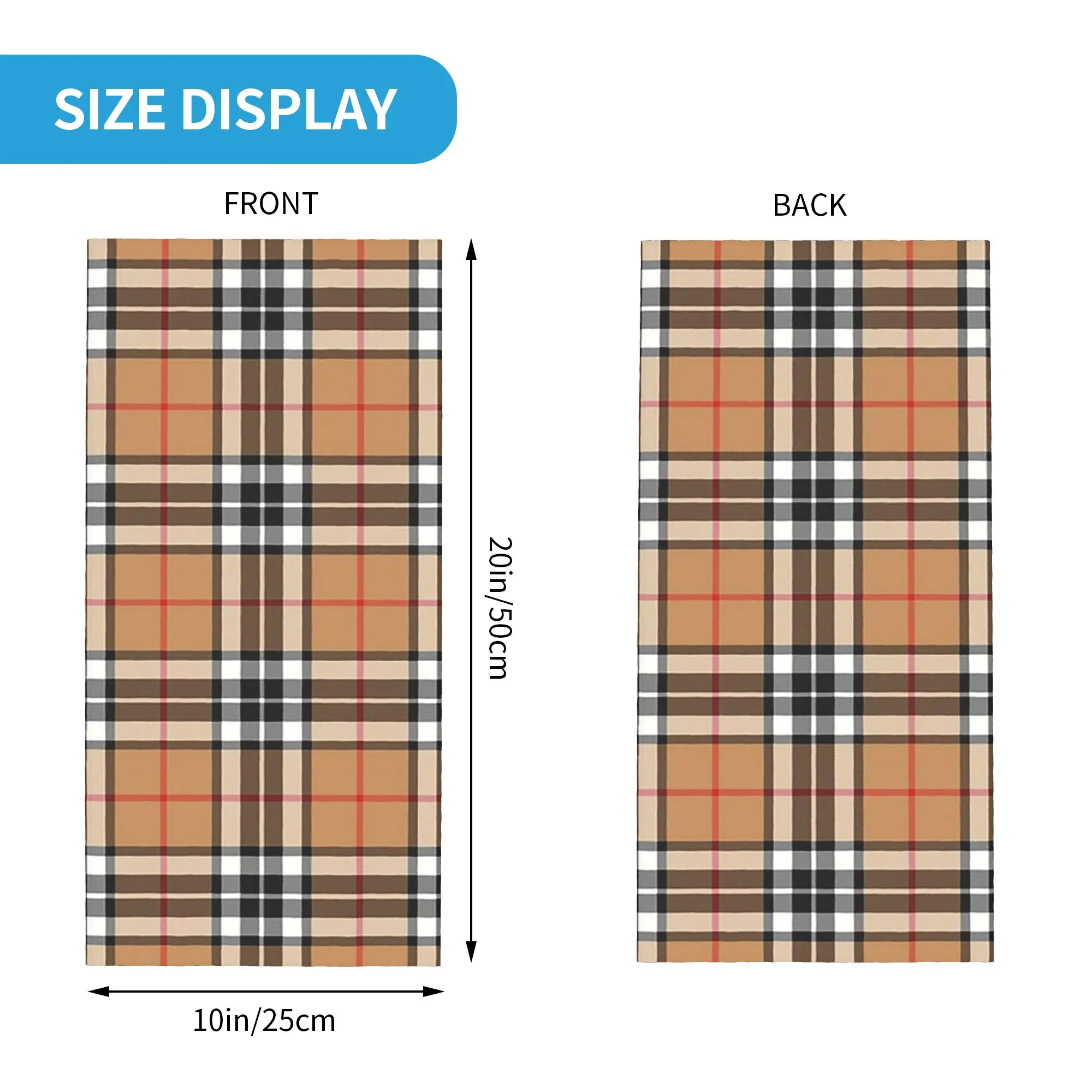 Thomson Camel Tartan Scottish Border Clan and Family Plaid Bandana Neck Cover Printed Face Scarf Balaclava Running for Men Women