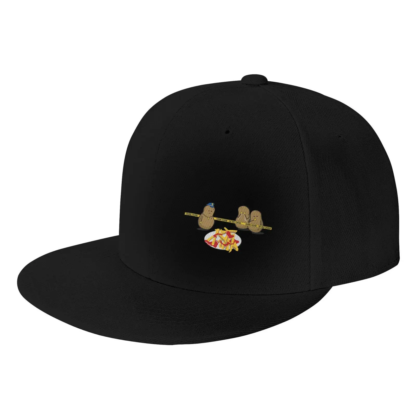 Cute Potato French Fries Print Snapback Cap Flat Bill Hip Hop Hat Adjustable Unisex Street Casual Baseball Hat for Men Women