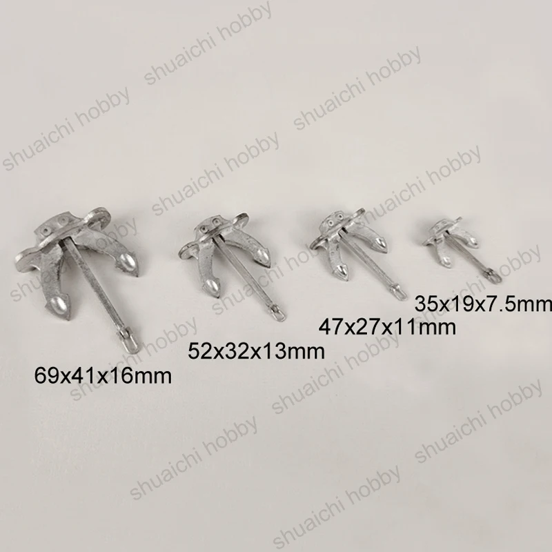 1 pz 69mm/52mm/47mm/35mm Mini lega Hall Anchor asta di ancoraggio mobile pezzi di ricambio marini fai da te per accessori per barche di simulazione