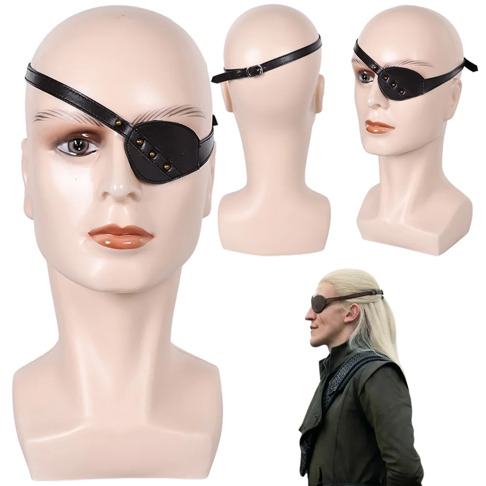 Medieval Prince Aemond Cosplay Fantasy Costume Accessories Pirate Single Eye Patch Adult Men Roleplay Fantasia Eyes Mask Props