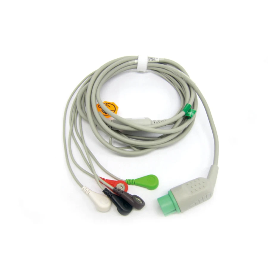 One-piece ECG Patient Cable IEC With 3leads 5leads Snap clip For ECG Electrocardiograph Monitor Spacelab