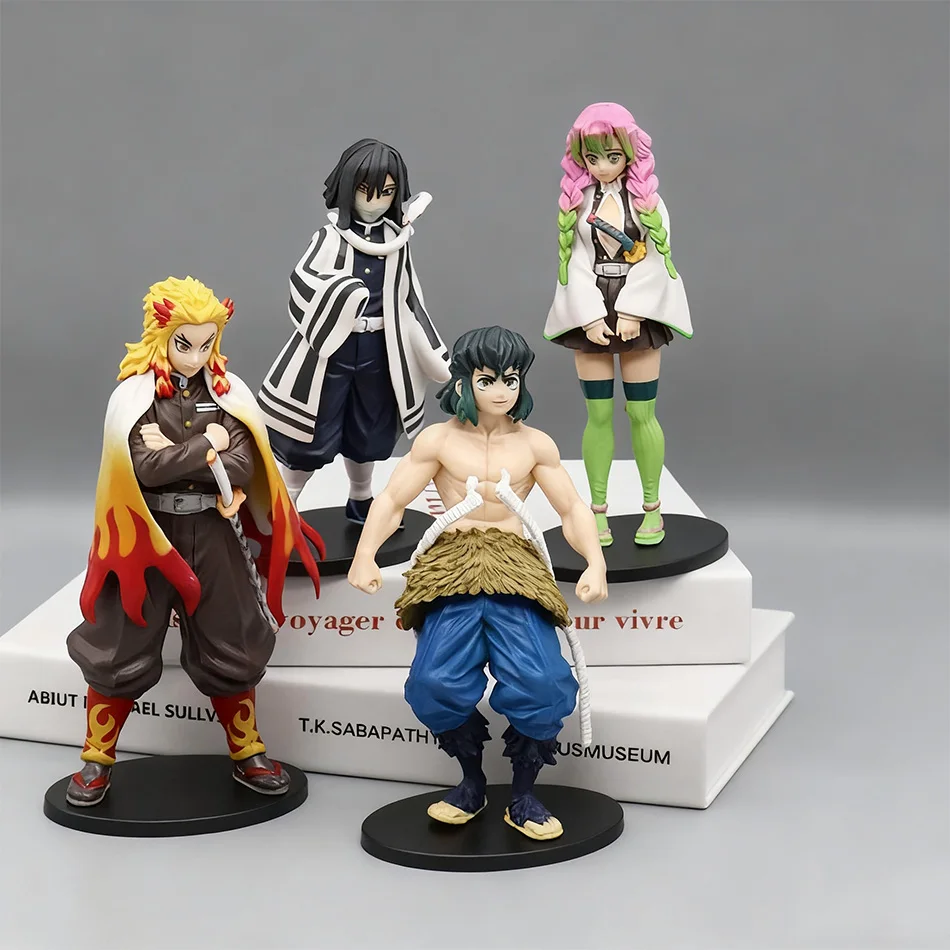 Figura de ação de anime Demon Slayer - Kamado Tanjirou com Agatsuma Zenitsu e Nezuko PVC modelo brinquedos Kimetsu No Yaiba Warriors