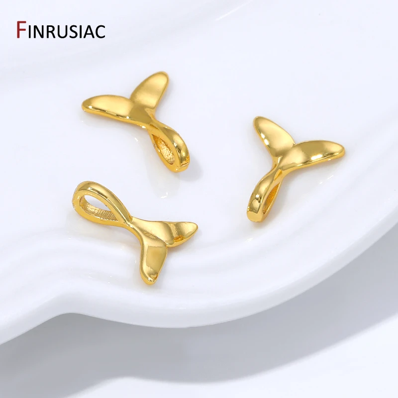 18K Gold Plated Brass Fish Tail Charm Pendant for Jewelry,Metal Mermaid Tail Pendant For DIY Handmade Jewelry Making Accessories view 2