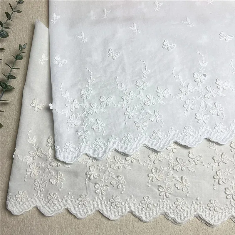 Breite 27cm, 3D-Schmetterling-Tanz, Reliefstickerei, Baumwollspitze, Damenbekleidung, Heimtextilien, Reiner Baumwollspitzenstoff – Detail 5