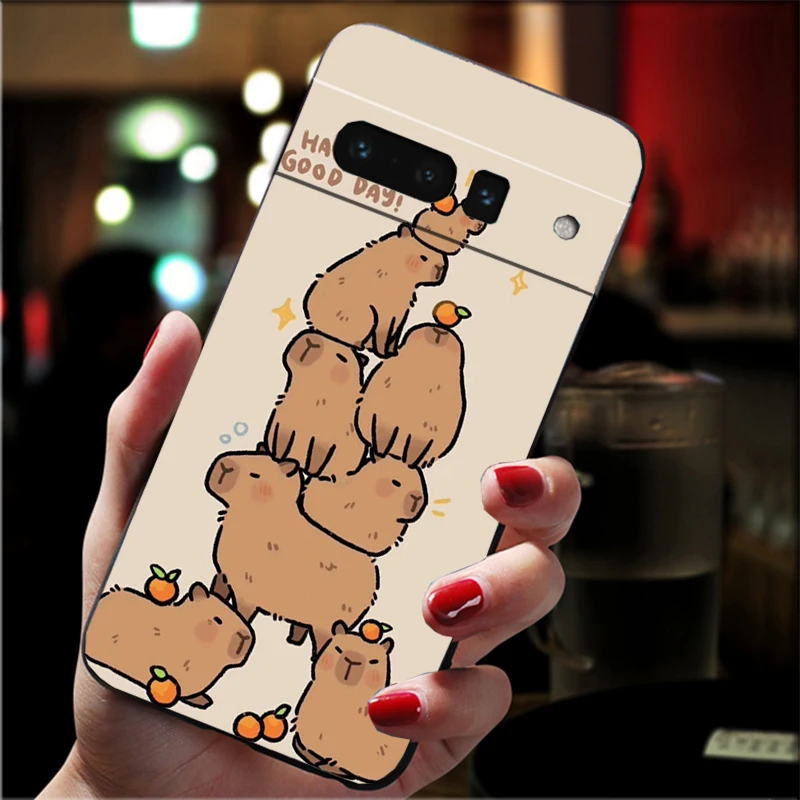 Cartoon Animal Cute Capybara Phone Case For Google Pixel 9 Pro XL 8 7 6 Pro Pixel 8A 7A 6A 4A 3A 3XL Pixel 8 7 6 5 4