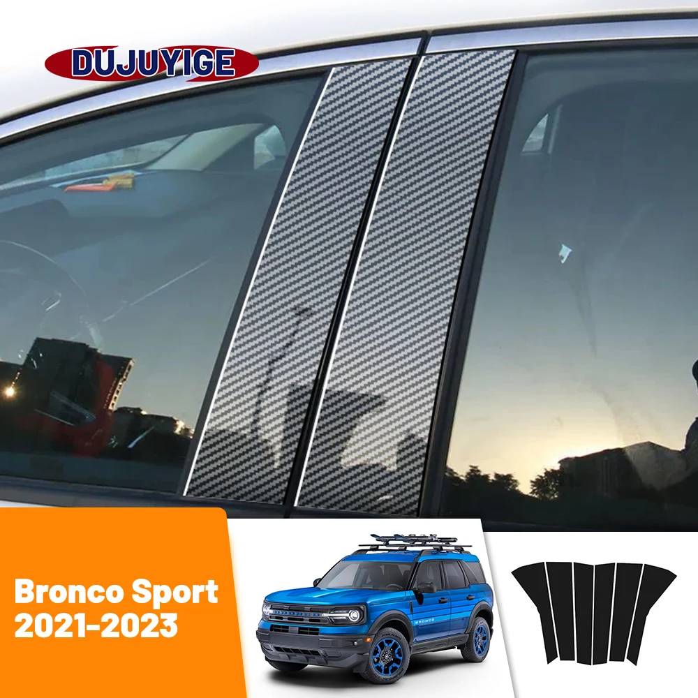 

For Ford Bronco Sport 2021-2023 2022 Carbon Fiber Window Door Column Deal B C Pillar Post Cover Trim Sticker