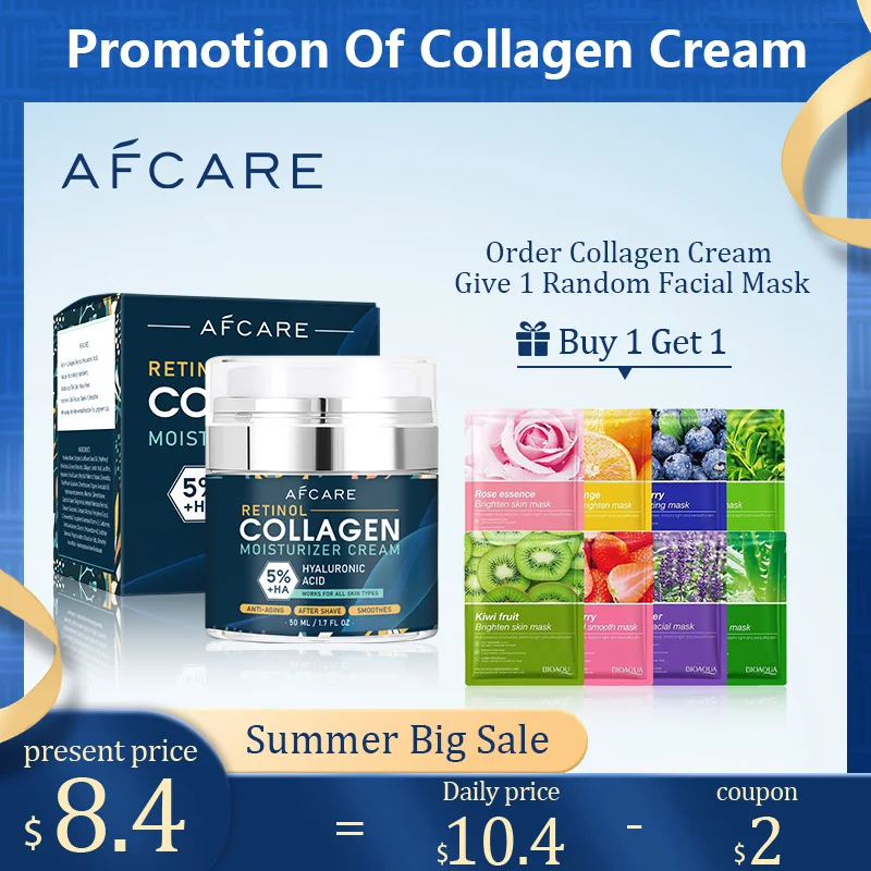 

Collagen Face Cream Moisturizing Day Night Cream Hydrating Skincare With Facial Mask Gift Nourish Daily Combination Skincare