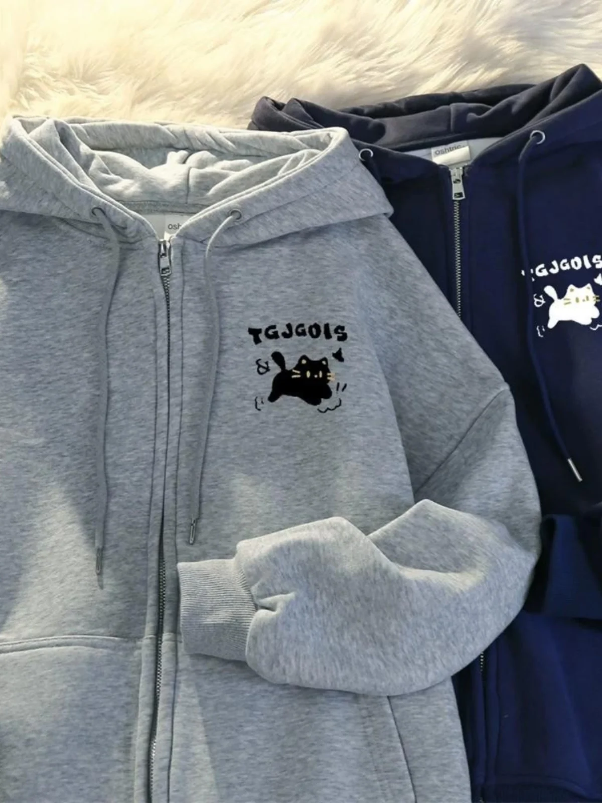 

Женская толстовка большого размера на молнии с флисовой подкладкой, утепленная, с длинным рукавом, в корейском стиле, с принтом, повседневная, уличная одежда, осень-зима