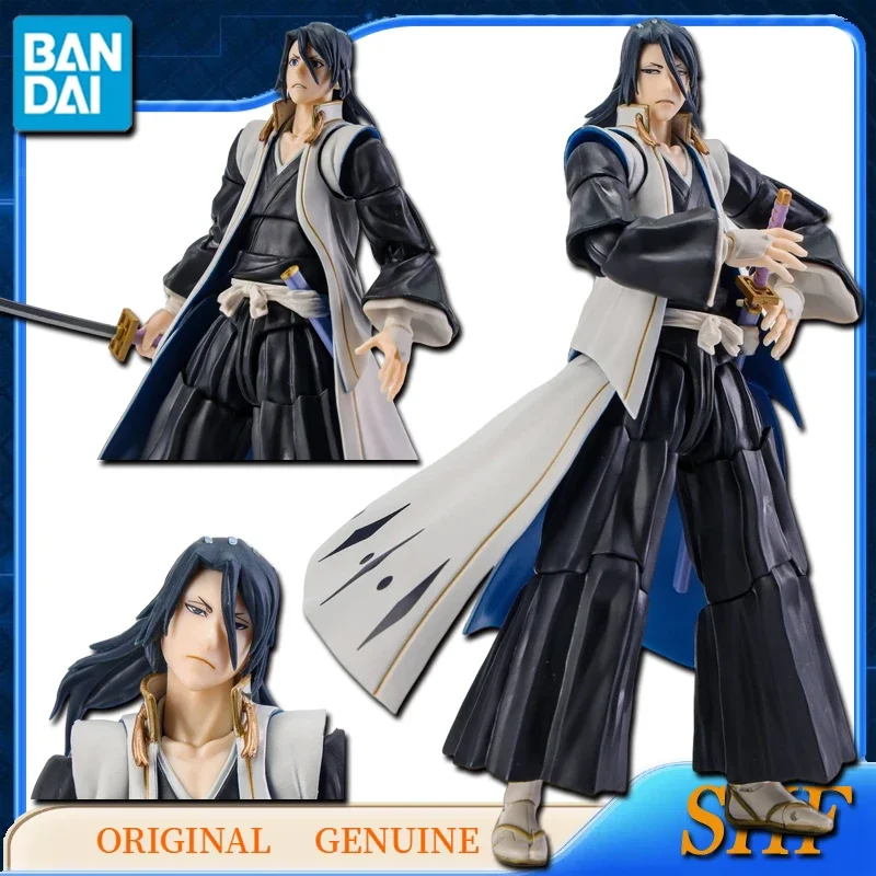 Bandai BLEACH asli SHFiguarts BYAKUYA KUCHIKI Anime figur aksi mainan untuk anak-anak hadiah perakitan Model ornamen