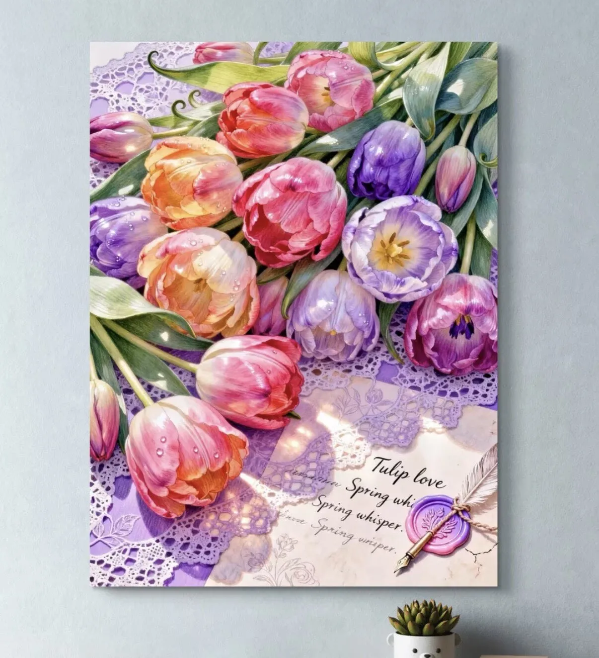 

9CT 14ct tulip letter paper Printed Kit Cross Stitch Embroidery DIY Needlework Home Decor Crafts With Needles Threads 75 Colors