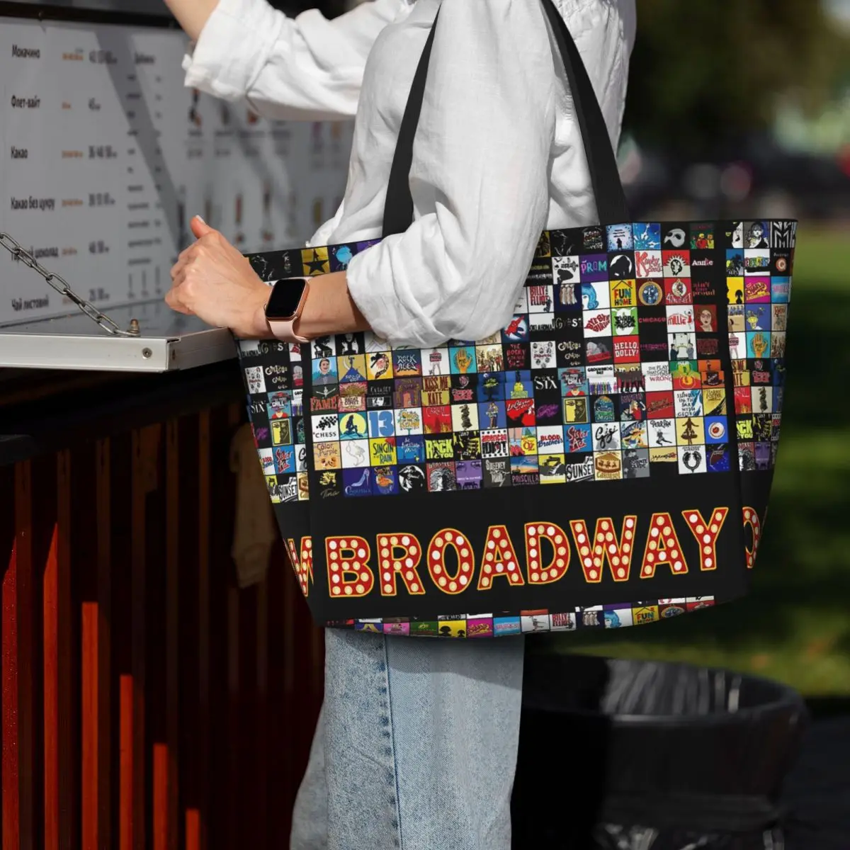 

Broadway Musical Theatre Logos - Hand Drawn Beach Tote Bag Sport Gym Yoga Duffle Large Tote Bag Women Travel Bag Fitness bag
