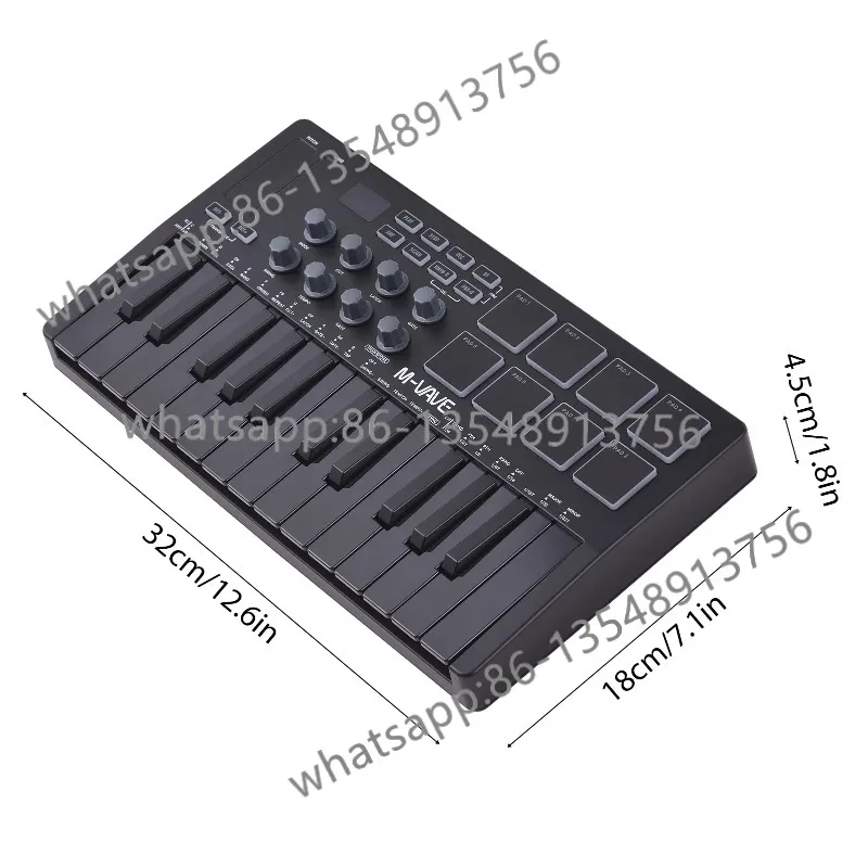 

MIDI keyboard controller, rechargeable 25-key RGB MIDI assignable knob