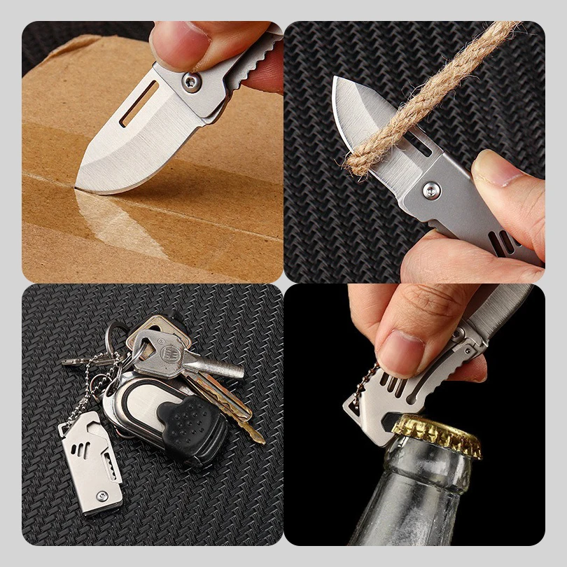 Mini Folding Knife Outdoor Stainless Steel Folding Knife Sharp Camping Knife Key Chain Pendant Hand Tool Pocket Folding Knife