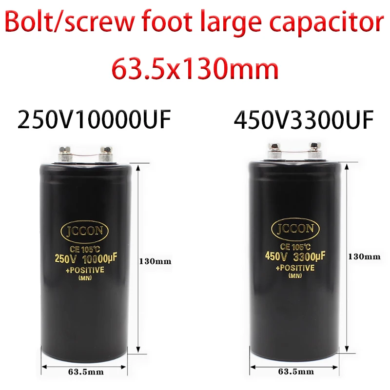 250V10000UF 450V3300UF 250V 450V Size 63.5x130mm Bolt/Screw Foot Large Capacitor 1PCS