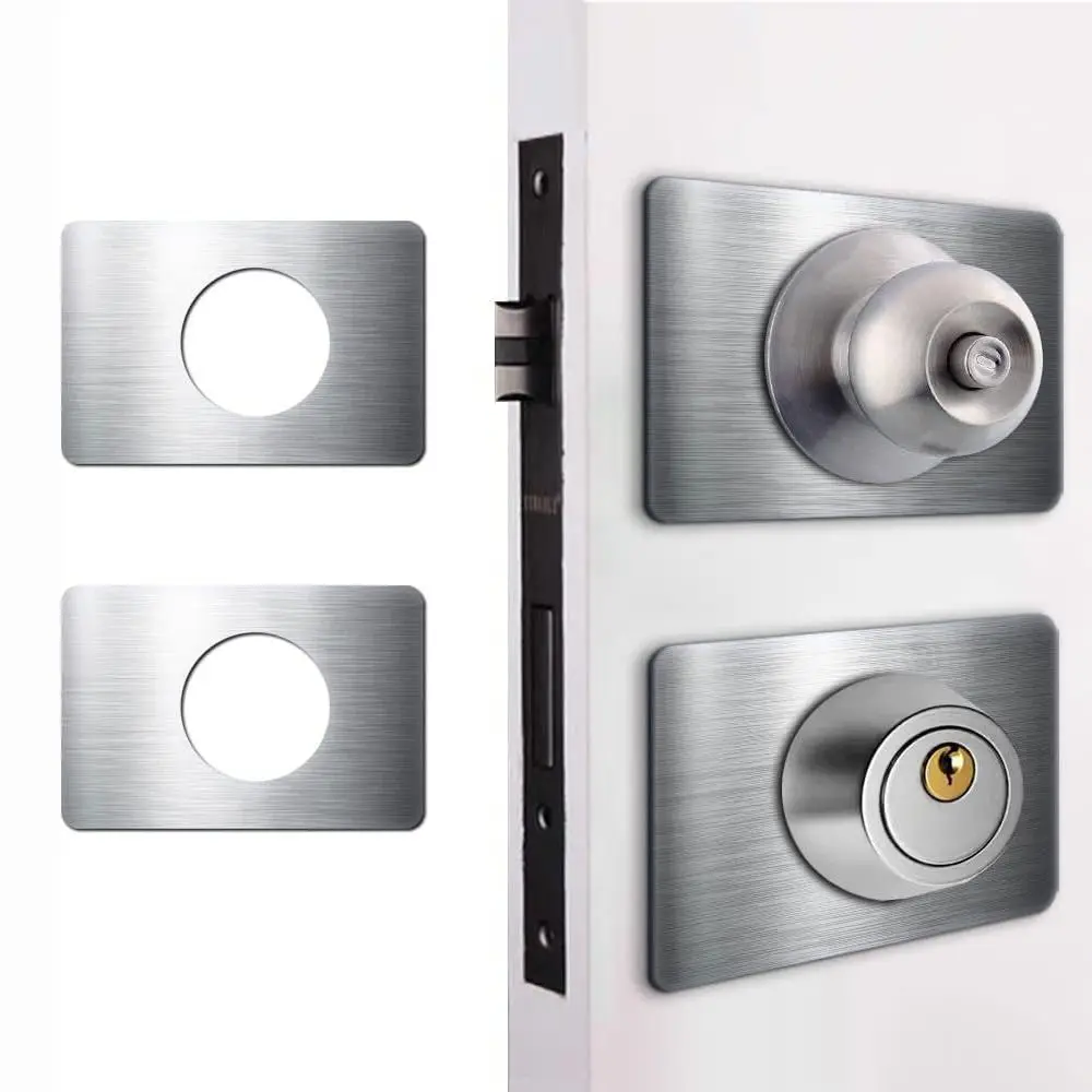 Stainless Steel Door Reinforcement Plate Repair Backplate Door Hardware Door Lock Repair Plate Silver Door Handle Fixing Cover