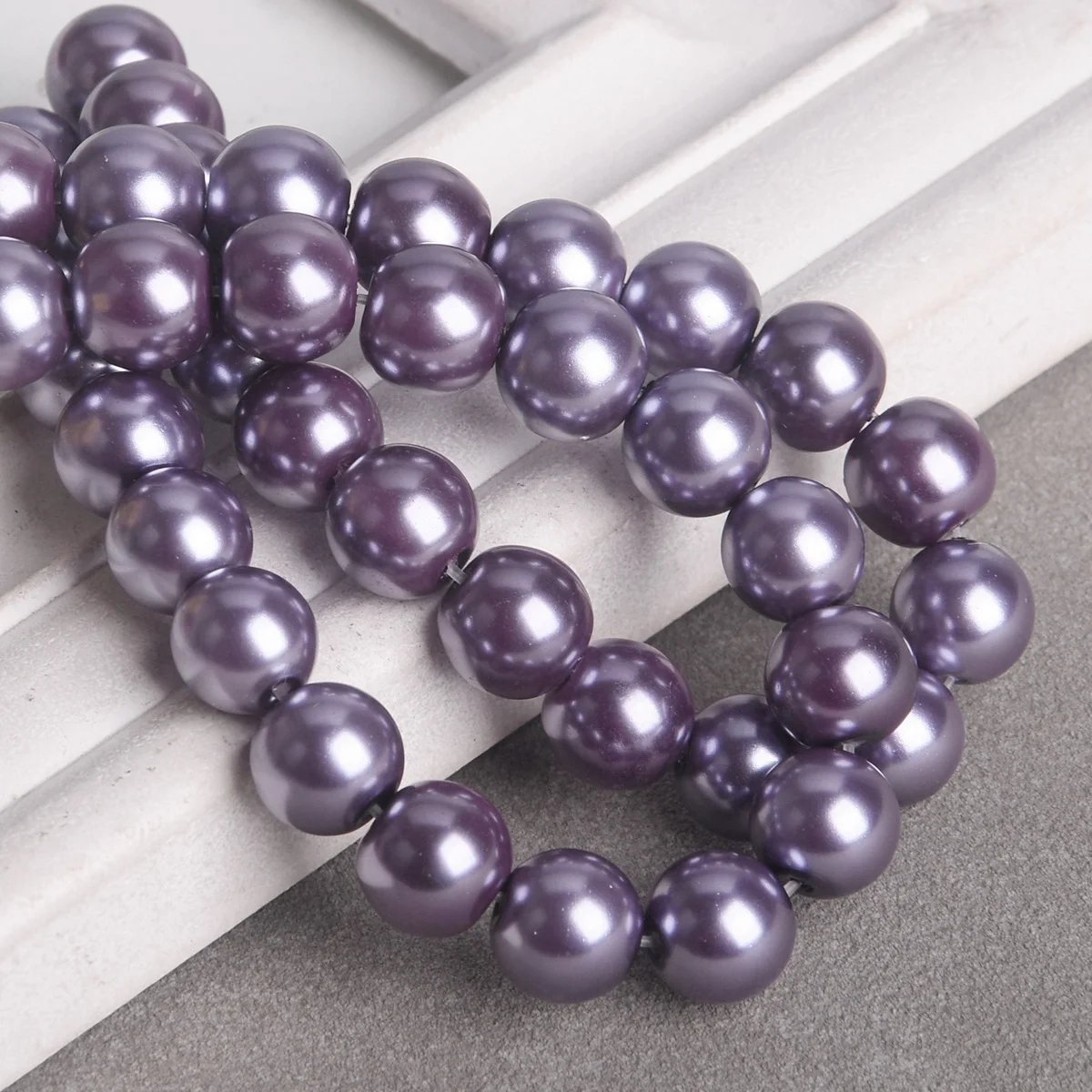 Round 4mm 10mm 12mm Dark Grayish Purple Pearl Coated Glass Loose Spacer Beads Wholesale For Jewelry Making DIY Bracelet Findings