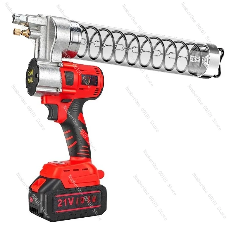 Heavy Duty Cordless Electric Grease Gun for Excavator Rechargeable Lithium Battery Fully Automatic Barrel Butter Lubricator Dual