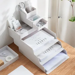 Office Desktop Organizer A4 Paper Drawer Storage Box Stackable File Cabinet Pen Holder Document Case Holder A4 Size Storage Box