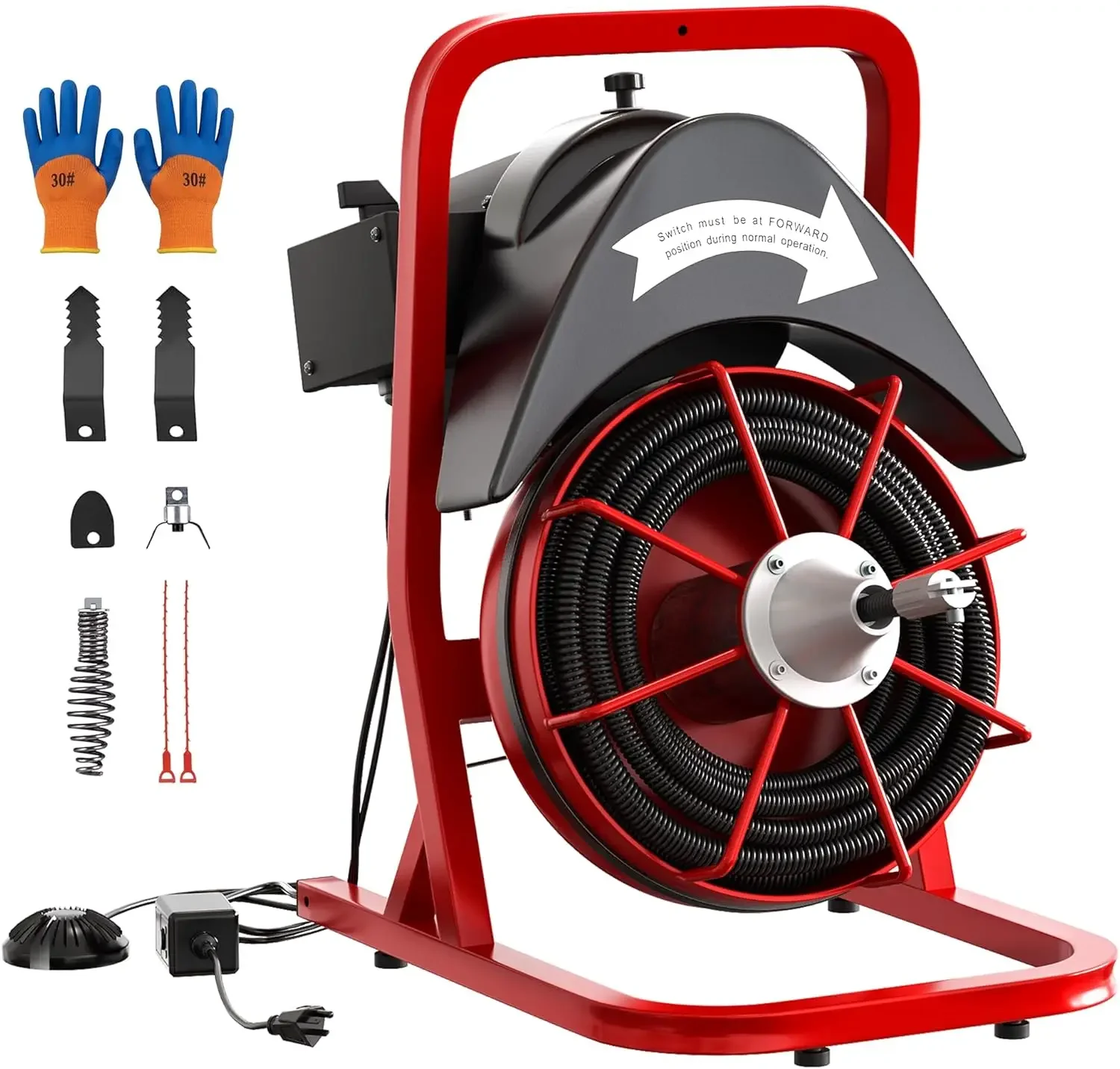 US WarehouseGarvee Drain Cleaner Machine 75FT x 1/2 Inch Steel Core Cable Portable 370W Electric Drain Cleaning Machine With Sew