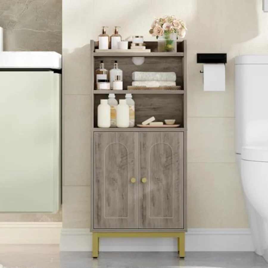 

Bathroom Storage Cabinet Small Floor Cabinet with 2 Doors and Shelves Toilet Paper Organizer with Adjustable Shelf for Small Sp