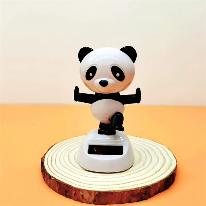 Cartoon Panda Dancing Doll Solar Powered Swinging Toys Solar Panels Auto Interior Decoration For Work Areas Cars Bedrooms