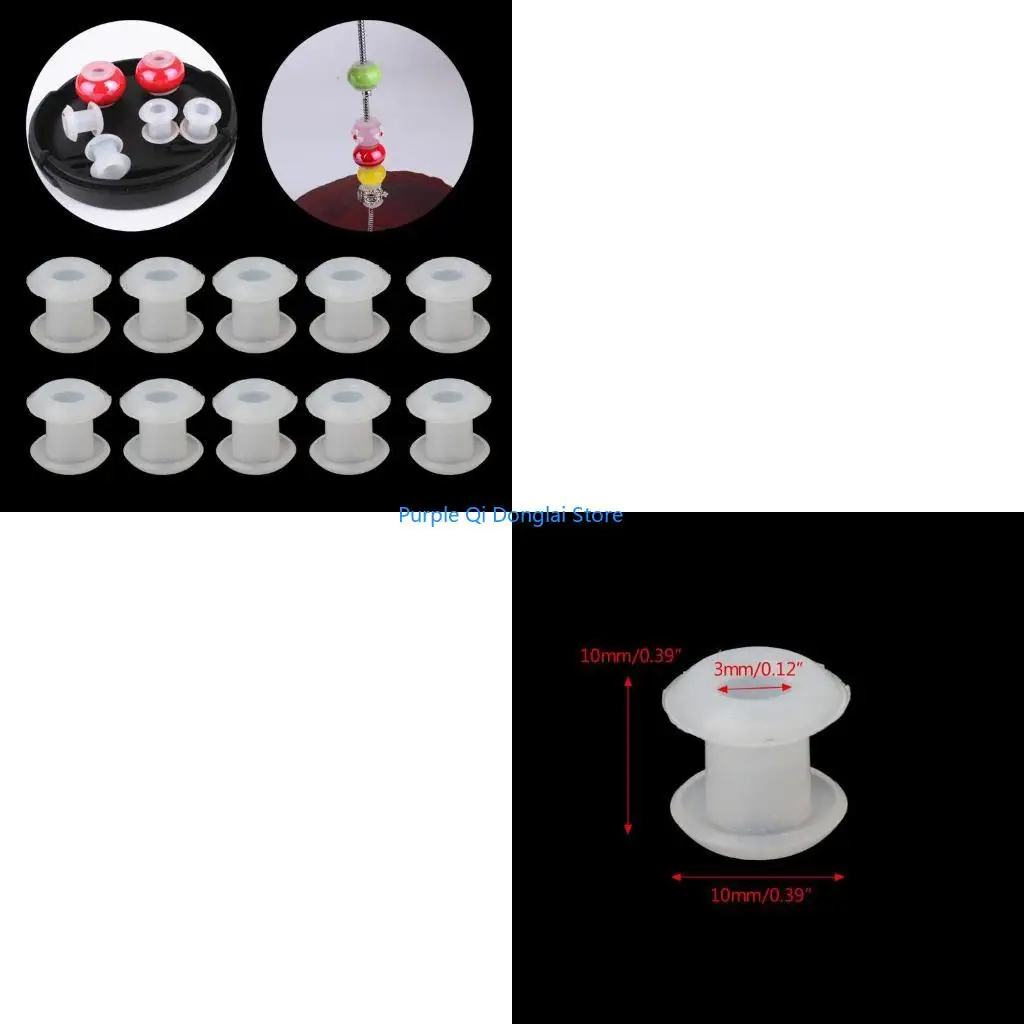 L21E 10x Portable Silicone Rubber Stoppers Practical Ring Bead Spacer Charm for DIY Handmade Bracelet Jewelry Making Supplies