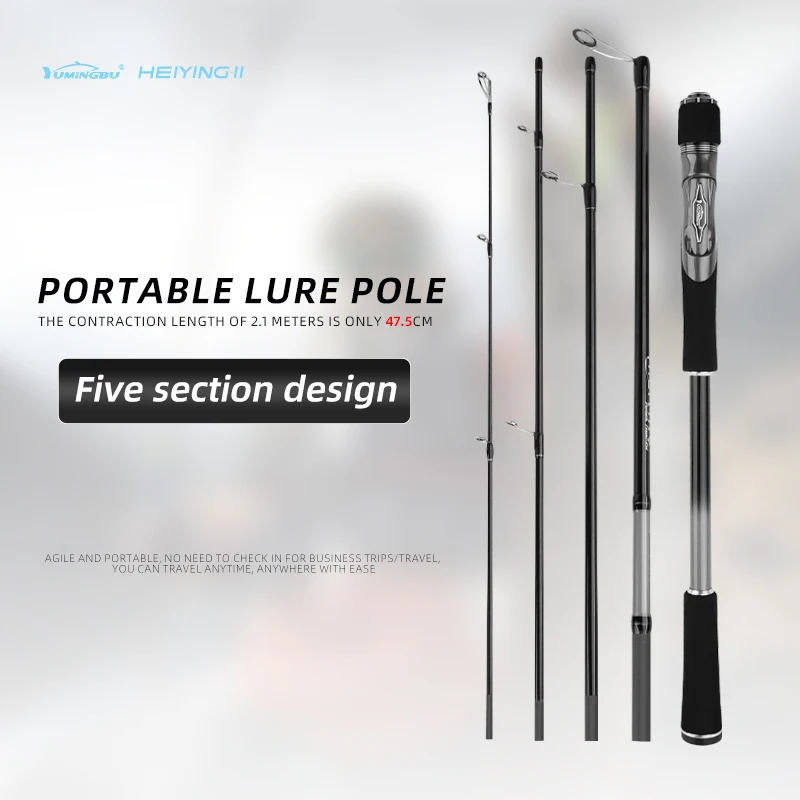 

Одиночная удочка, пятисекционная портативная удочка для рыбалки в путешествиях и приманок, средняя твердость Mh, вариант прямой ручки и ручки пистолета, размер 6,89/7,87 фута, черный