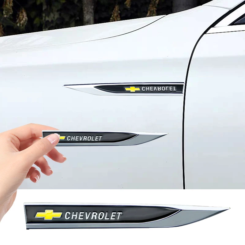 2pc 3D Metal Car Emblem Logo Fender Blade Decal Badge Car Body Protective Sticker for Chevrolet Lacetti Aveo Cruze Malibu Camaro