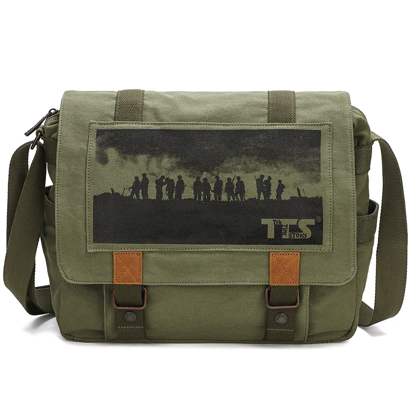 Men Large Green Canvas Shoulder Bag Vintage Cool Messenger Crossbody Satchel Bag Durable Design for Casual Travel School Hiking