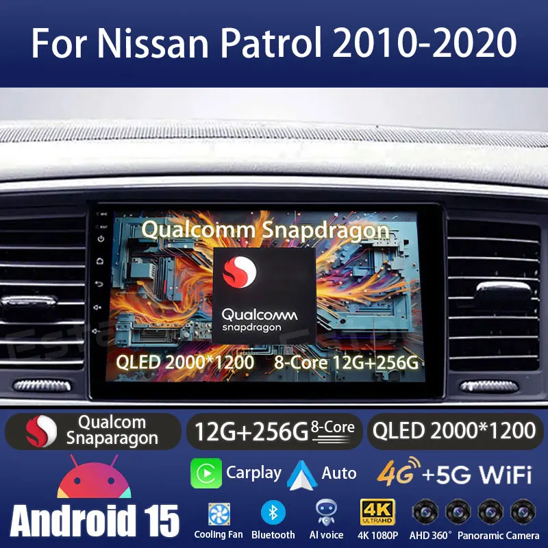 

Автомобильный радиоприемник Android 15 для Nissan Patrol Y62 2010-2020 GPS Мультимедийный плеер Navi Головное устройство Стерео Беспроводной Carplay QLED Видео