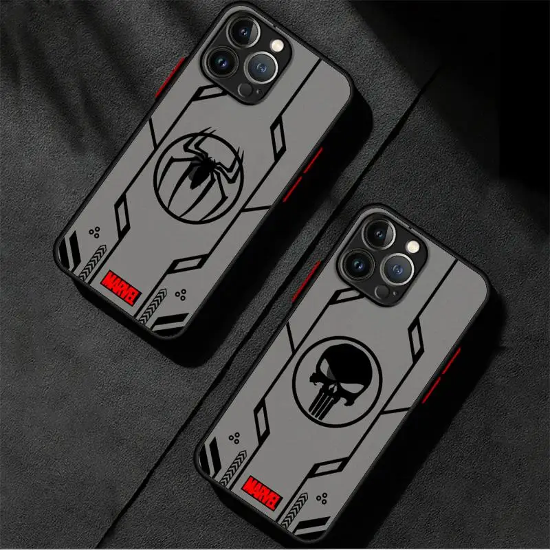 phone case for Apple iPhone 15 16 14 pro max 8 11 12pro xs x 13 mini Los casos matte frosted fundas Marvel Badge Logo Punisher