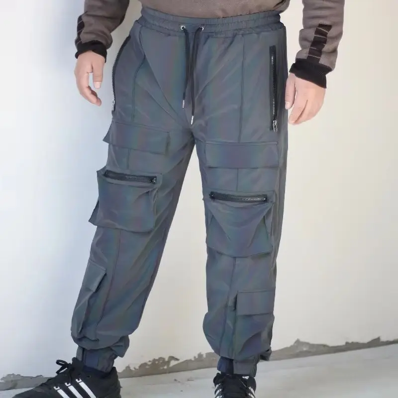 Multifunction Tactics Colorful Reflective Pants Men Overalls Multi-pocket Outdoor Sports Cycling Motorcycle Road Safety Trousers